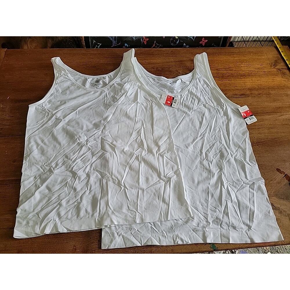 2 Jilla Women's Soft Seamless White Tank Top Nylon Spandex Comfy size 3X